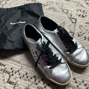 Saint Laurent Metallic Court Classic Sneakers